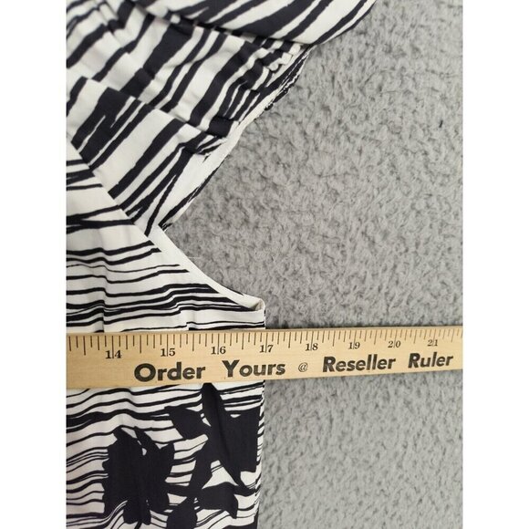 BCBGMaxAzria Black White Floral Cap Sleeve Shift Dress Garden Party Chic Small - Picture 6 of 11